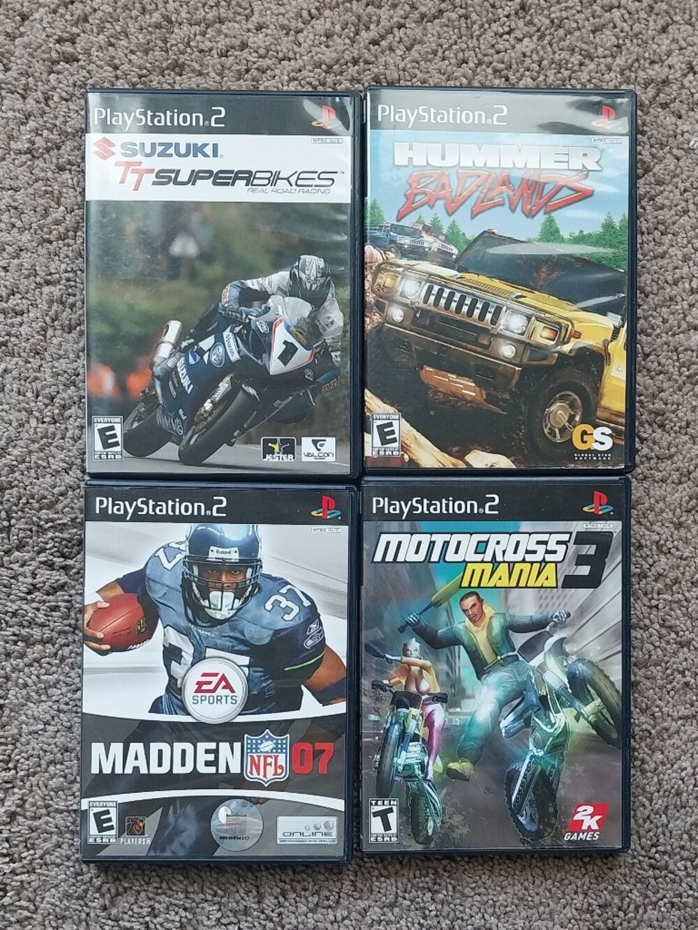 Sony Playstation 2 PS2 Games Lot Madden 07 Motocross Mania 3 Hummer Badlands
